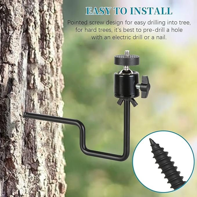 4 Pcs Trail Camera Tree Mount, 1/4" x 20 Screw, 360° Rotatable Interface Tree - Image 3