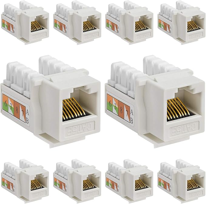 Cmple - 10 Pack Cat5e Keystone Jack Insert Punch Down RJ45 Connectors RJ45 by Cmple