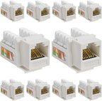 Cmple - 10 Pack Cat5e Keystone Jack Insert Punch Down RJ45 Connectors RJ45 by Cmple