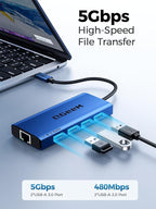 QGeeM USB C Hub Ethernet, 9 in 1 USB Type C Hub HDMI Multi-Port Converter - Image 4