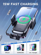 Wireless Car Charger, 15W Qi Fast Charging Auto Clamping Car Charger Phone - Image 2