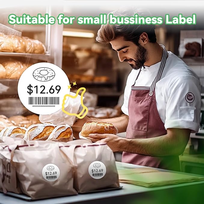 2'' White Round Thermal Labels, Name/Price Tag, QR Code, 750 Labels/Roll - Image 5
