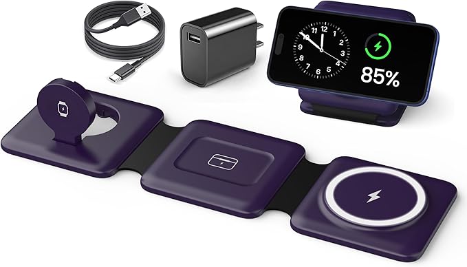 Charging Station for Mag Safe Apple - 3 in 1 Magnetic Foldable Wireless Charger by WirelessCharger