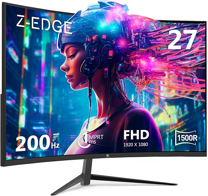 Z-Edge 27 inch Curved Gaming Monitor, FHD 1080P 200Hz 165Hz 144Hz Curved 1500R by ZZ-EDGE