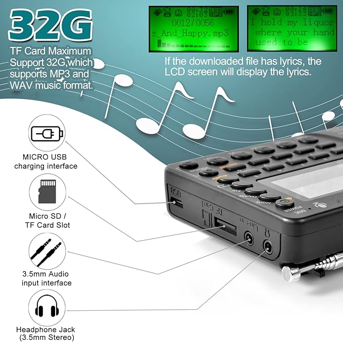 ZHIWHIS Portable Bluetooth Radio, FM AM Shortwave Radios - Image 5