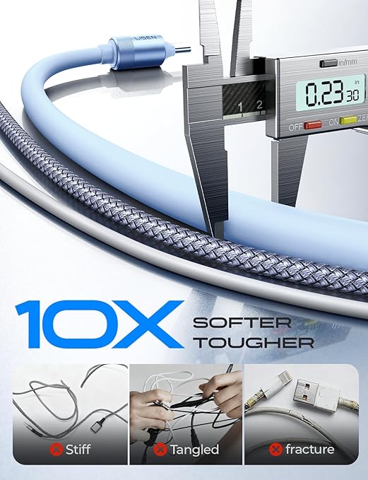 LISEN 10FT USB C Cable Fast Charging, Chubby 240W Cable USB C to USB C Fast - Image 5