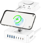 115W USB Charging Station Power Strip, 11-in-1 USB C Charger Block, 2AC Outlets by AcozvinPowerStrip