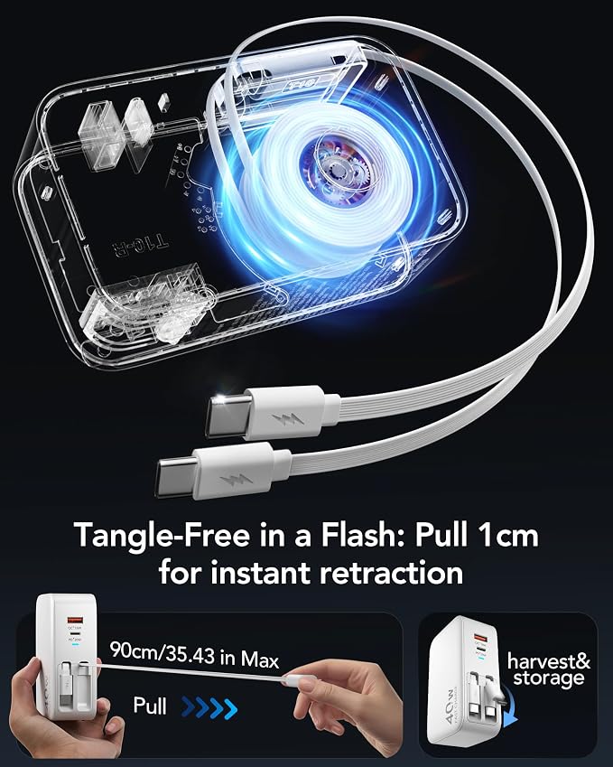 Retractable USB C Charger Wall Plug - Image 3