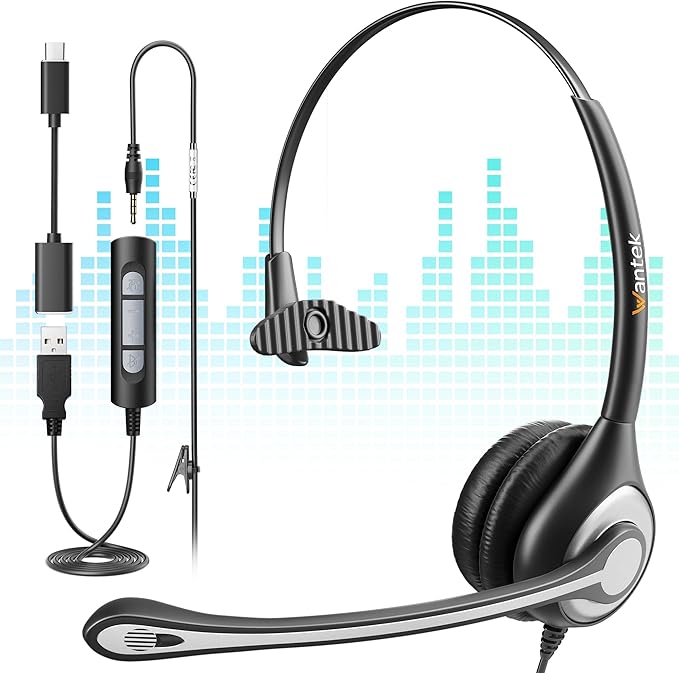Wantek Computer Headset with Microphone by Wantek