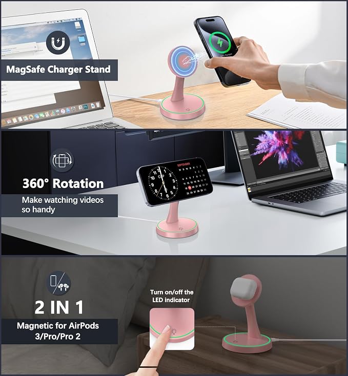 Magnetic Wireless Charger Stand 15W Fast Mag-Safe Charger - Image 2