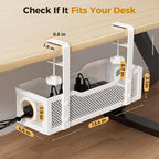 2 Pack Under Desk Cable Management Box White, Cinati 26.8" Wire Organizers No - Image 5