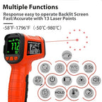 50:1 Infrared Thermometer Temperature Gun, -58°F to 1796°F Digital Laser Temp - Image 3