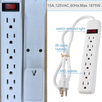 6-Outlet Surge Protector 2pk – 250 Joules, 2ft Cord, 1875W Max – Right Angle - Image 2