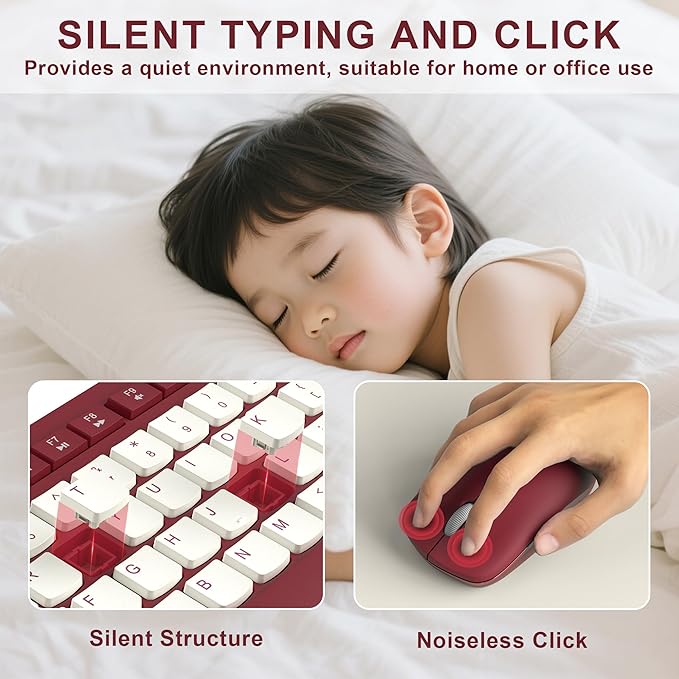 Wireless Keyboard and Mouse Combo, Full-Sized Wireless Keyboard and Adjustable - Image 3