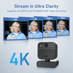 4K Webcam with 2 Microphone, Wide Angle PC Cameras with Mirror & Flip Funtion - Image 2