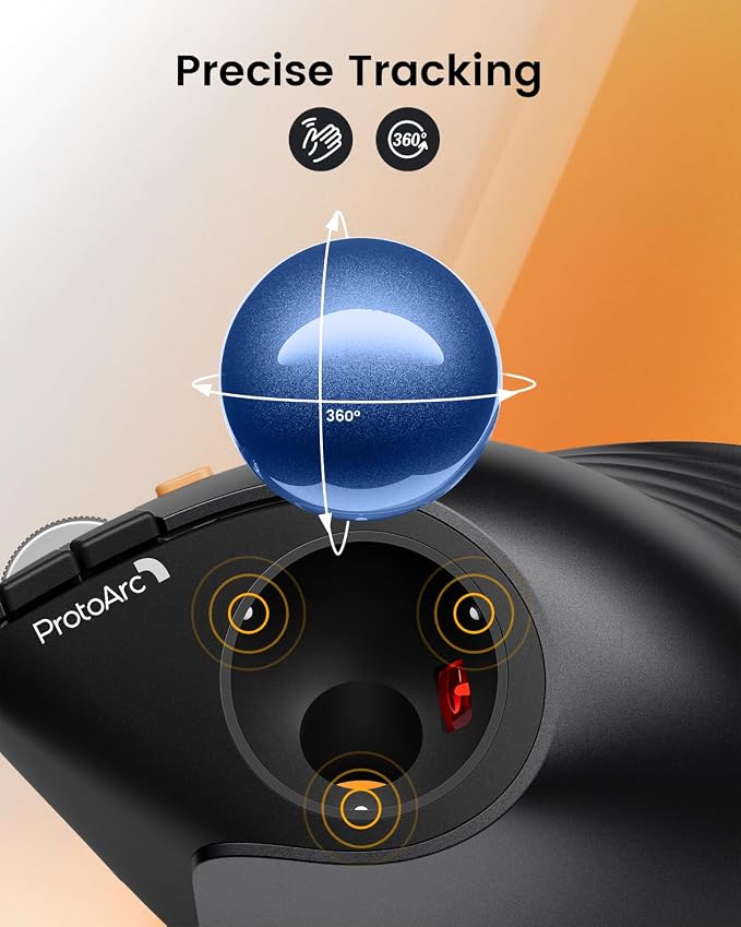 ProtoArc Vertical Wireless Trackball Mouse, EM05 NL Bluetooth Ergonomic - Image 5