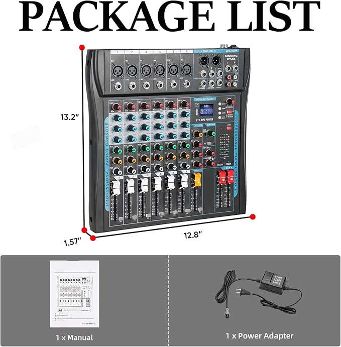 Audio Mixer, 6 Channel Board Mixer - Image 9