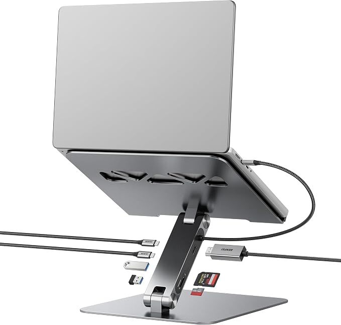 BENFEI Laptop Stand with USB C 7in1 Docking Station, HDMI 4K@60Hz, 1*SD 1*Micro by BENFEI