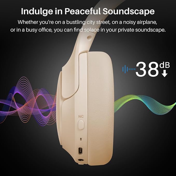 TOZO HT2 Hybrid Active Noise Cancelling Headphones, Wireless Over Ear Bluetooth - Image 3