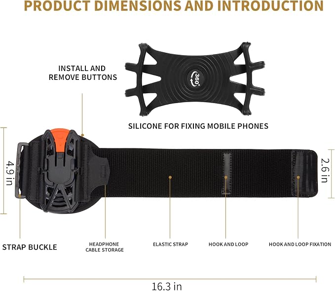 Wristband Phone Holder for Running, 360°Rotation & Detachable Sports Armband - Image 7