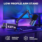 InnoGear Low Profile Mic Arm, 360° Rotatable Microphone Boom Arm Mic Stand - Image 2