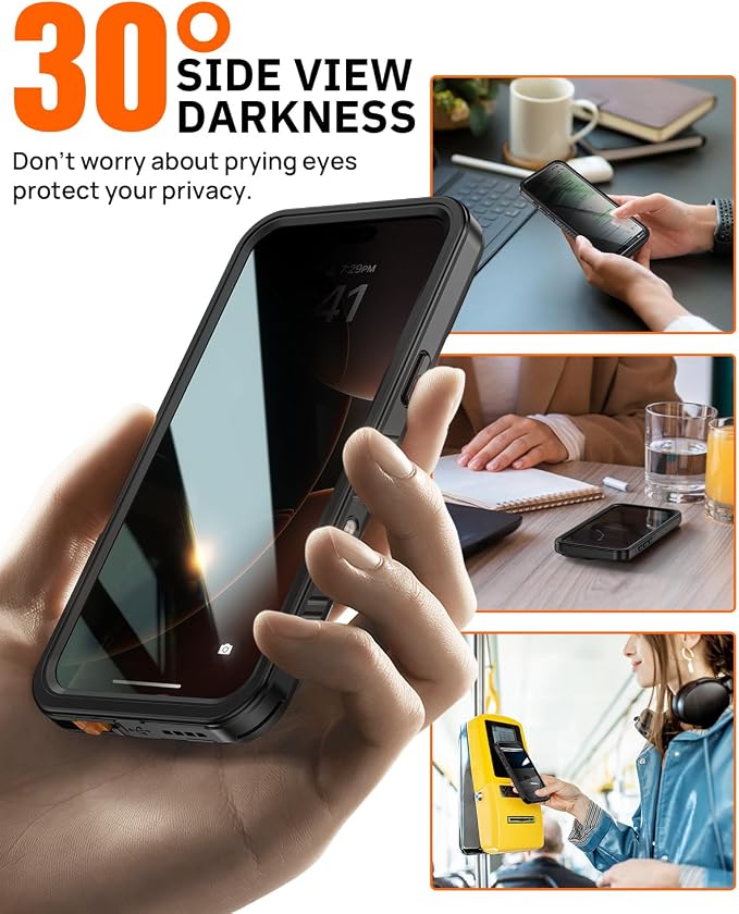 Lanhiem for iPhone 16 Pro Max Privacy Case, Waterproof Dustproof Shockproof - Image 3