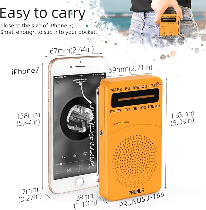 PRUNUS J-166 Portable Radio AM FM, Battery Operated Radio - Image 4