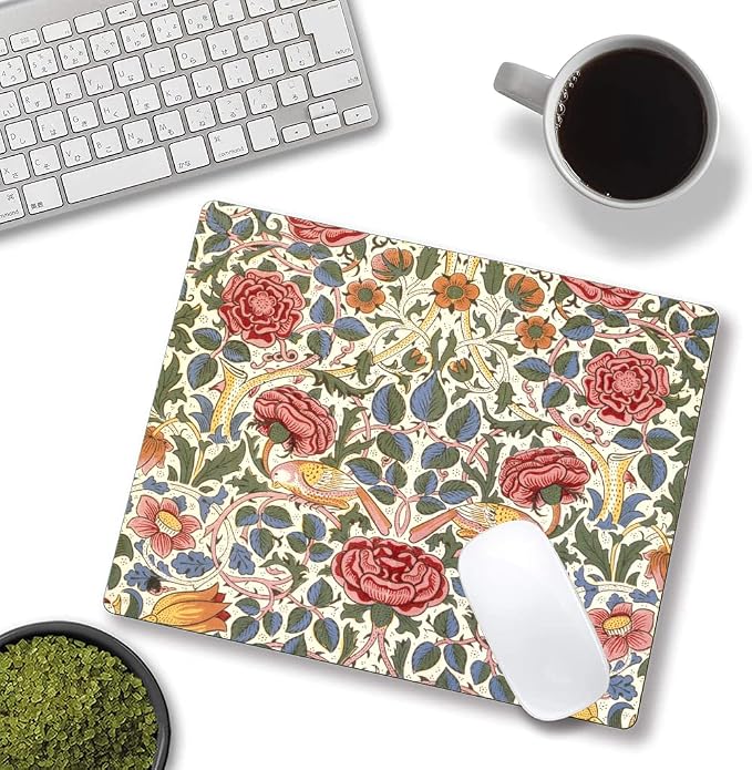 Mouse Pad, Floral Mouse Pad, Square Mouse Mat Waterproof Mousepad Non-Slip - Image 2