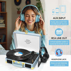 Vinyl Record Player 3-Speed Bass Control Bluetooth Suitcase Portable - Image 2