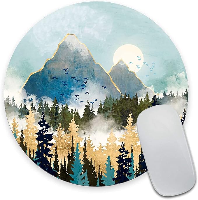 Round Mouse Pad, Abstract Mountain Design Mouse Pad, Custom Cute Mouse Pads by Armanza