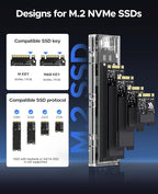 ORICO M.2 NVMe SSD Enclosure, USB 3.2 Gen 2, Transparent External Solid State - Image 3