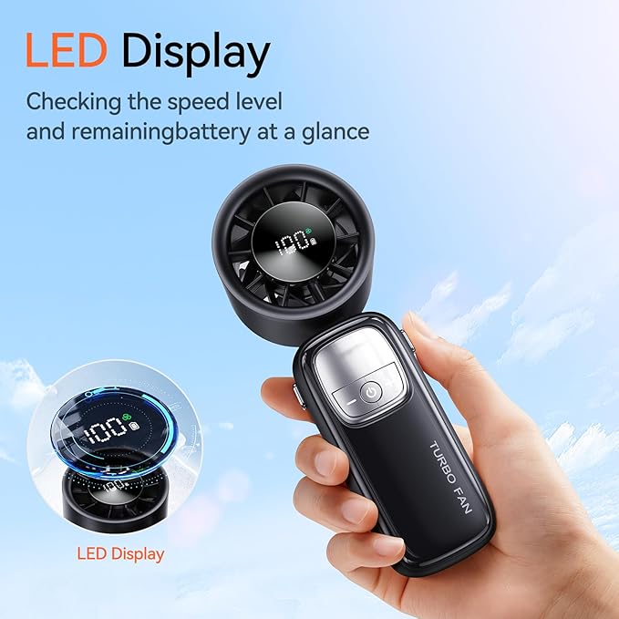 3-in-1 Portable Handheld Turbo Fan-100 Speeds, 15000 RPM, 10Hrs Cooling - Image 5