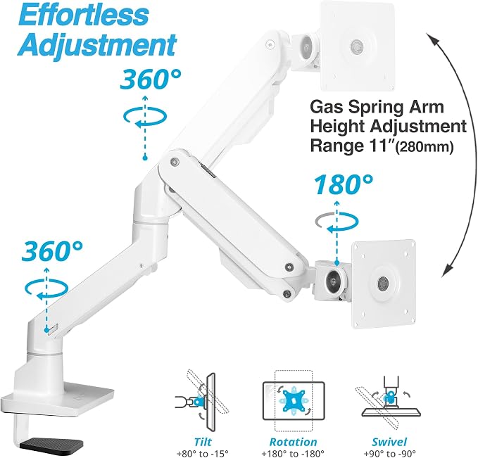 AVLT Single 34”-57” Monitor Arm Desk Mount fits One 44 lbs Heavy Duty Screen - Image 3