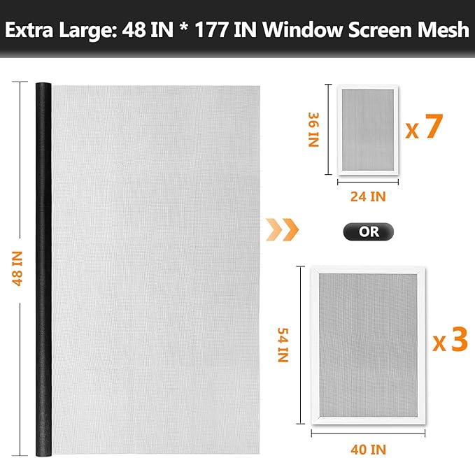 Window Screen Door Repair Kit, Durable Fiberglass Mesh Roll - Image 2