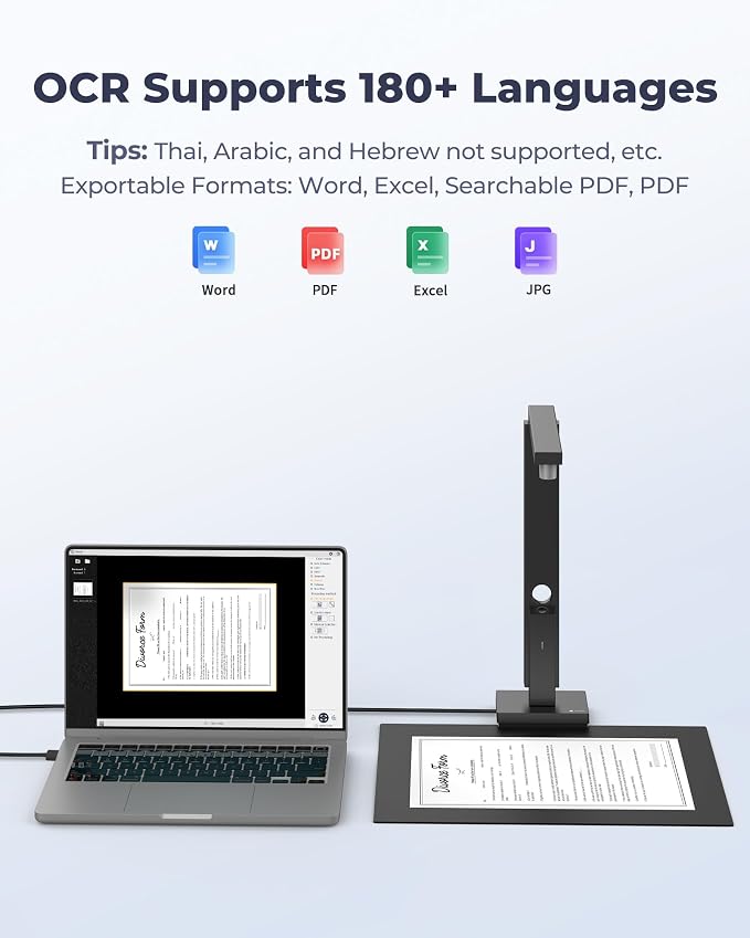 CZUR Portable 12MP Document Scanner, USB Document Camera, Fast Scan 1s/Page - Image 3