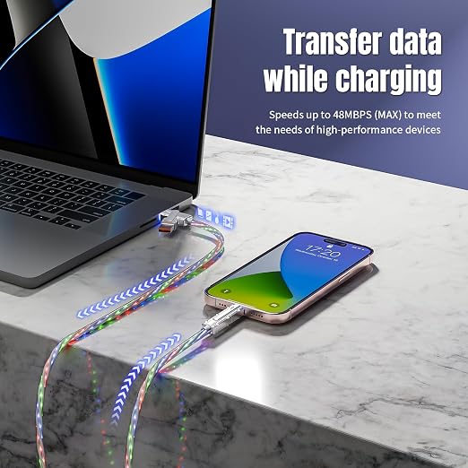 4 in 1 Charging Cable Fast Charging 66W, USB C Cable 3.3 FT Chubby USB A/C to - Image 4