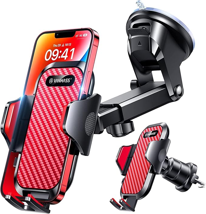 VANMASS True Military-Grade Car Phone Holder Strongest Suction & Clip Cell by VANMASS
