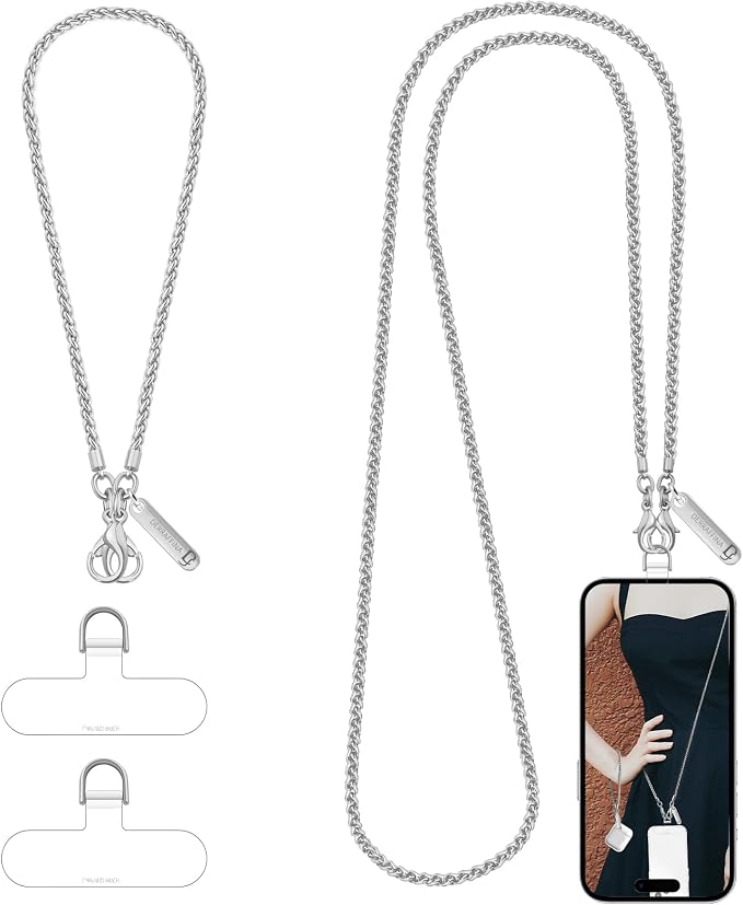 Metal Phone Chain, Crossbody Detachable Phone Lanyard by Derraffina