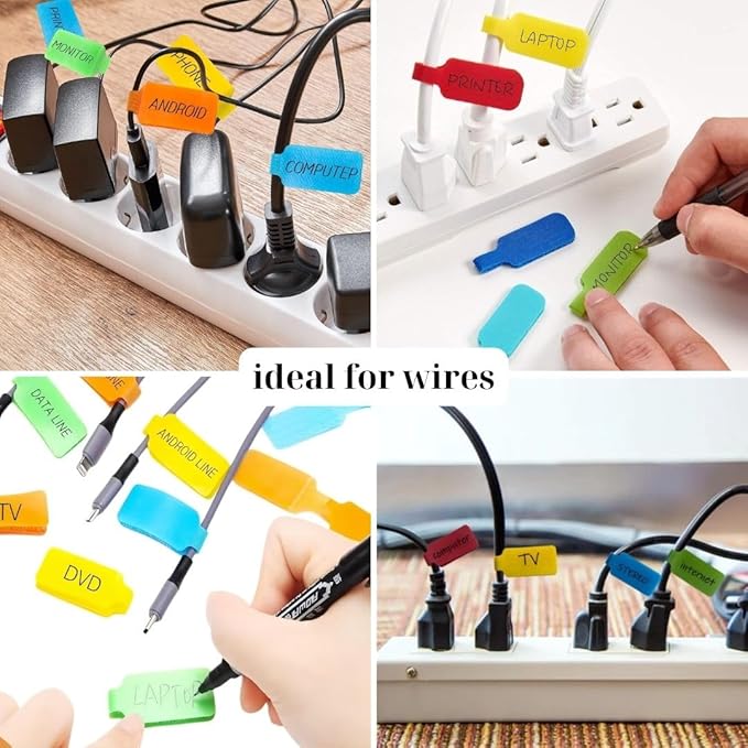 24 Pcs Multi-Color Cable Labels Write On Cord Labels Rectangle Cable Tags Wire - Image 4