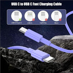 3-Pack Purple 60W USB C to USB C Cable, Type C Fast Charging Cable - Image 7