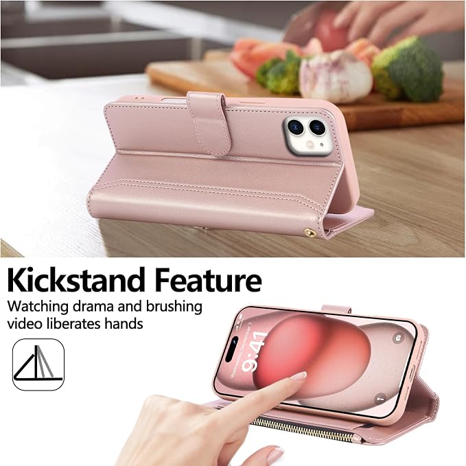 Compatible with iPhone 12/12 Pro Wallet Phone Case-PU Leather Magnetic Flip - Image 3