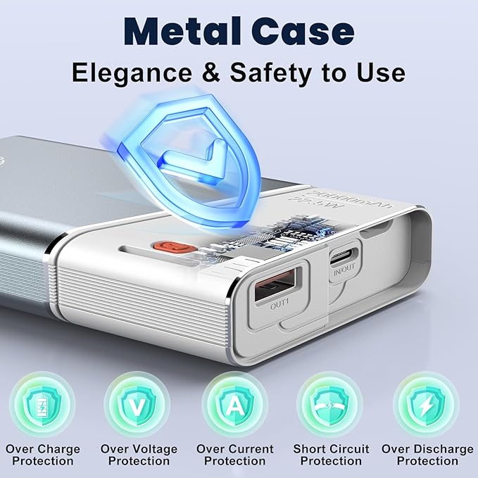 Aaoyun Portable Charger Power Bank, 20000mAh 22.5W PD Fast Charging Powerbank - Image 5