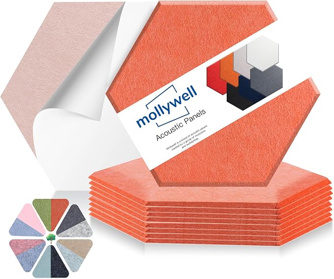 Mollywell Hexagon Acoustic Panels, High Density, Soundproofing, Decorative by Mollywell