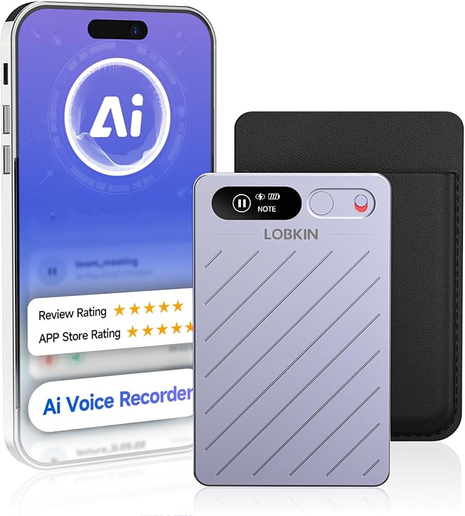 LOBKIN Ai Voice Recorder with Transcribe & Summarize, Note Voice Recorder by LOBKIN