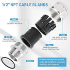 NPT 1/2" Stainless Steel Waterproof Cable Gland IP68 Waterproof Cable Gland - Image 3