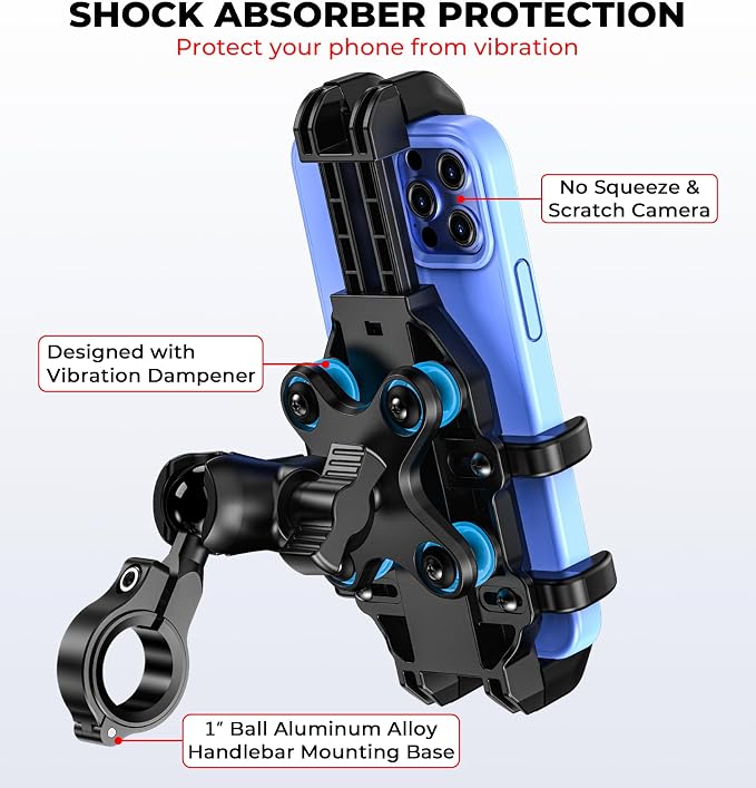 Motorcycle Phone Mount with Vibration Dampener, Anti-Shake Bike Phone Holder - Image 2
