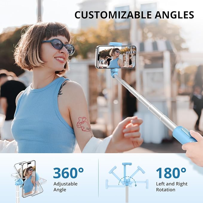 ATUMTEK 55" Selfie Stick Tripod, All-in-one Extendable Aluminum Phone Tripod - Image 5