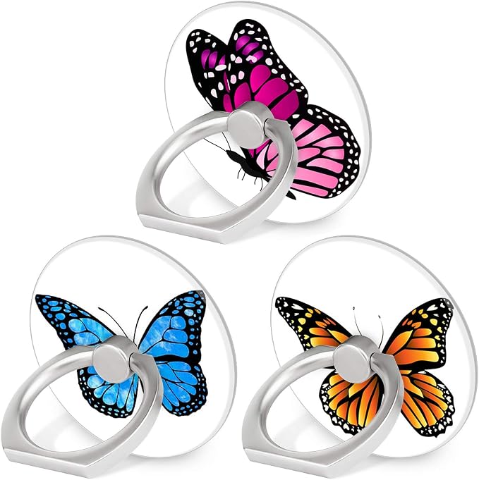 Bonoma Finger Ring Stand, 3 Pack Butterfly 360 Degree Rotation Phone Ring Stand by Bonoma