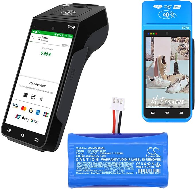 Cameron Sino Replacement for Ver'ifone X970 X990 Battery, fits SX18650-2S1P - Image 2