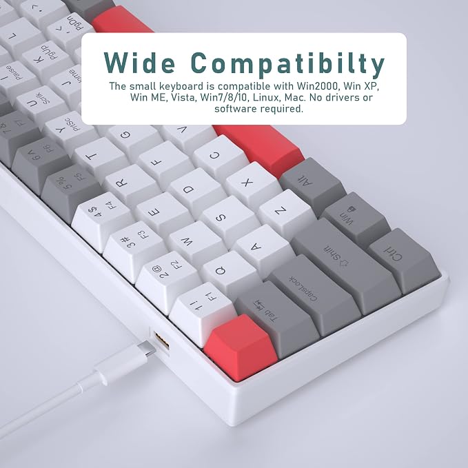 60% Mechanical Gaming Keyboard, Mixed Color Keycaps Gaming Keyboard - Image 6